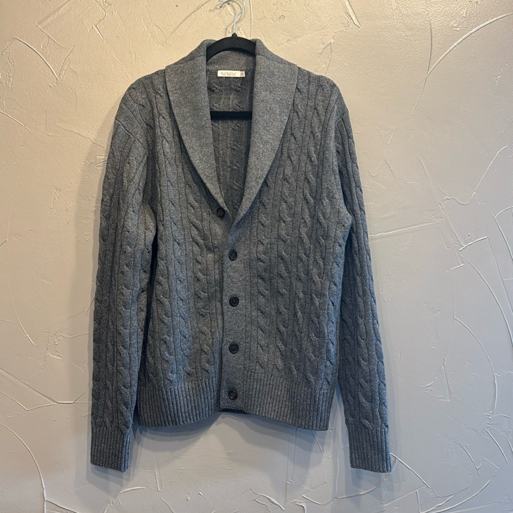 Suitsupply Grey Wool Cashmere Button Up Sweater